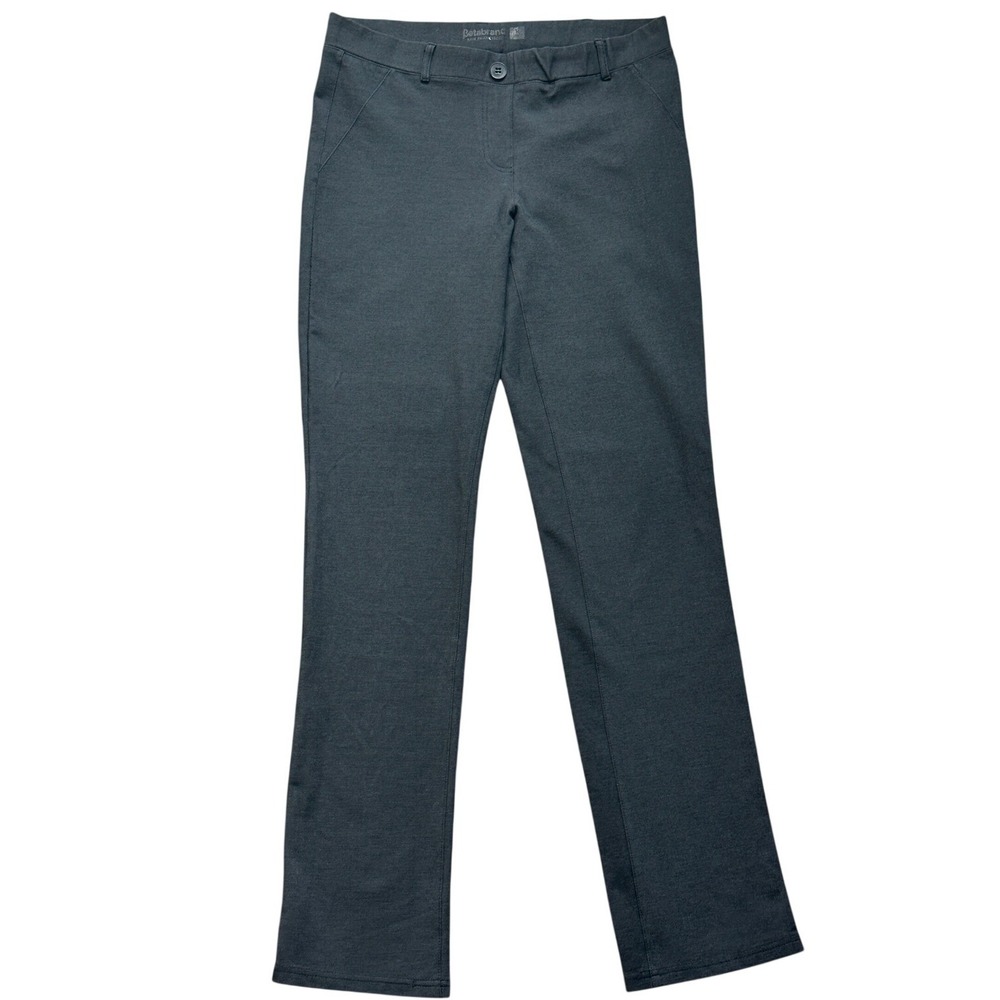 Betabrand Dress Pant Yoga Pants L Charcoal Gray Straight Leg Work Trousers FLAW
